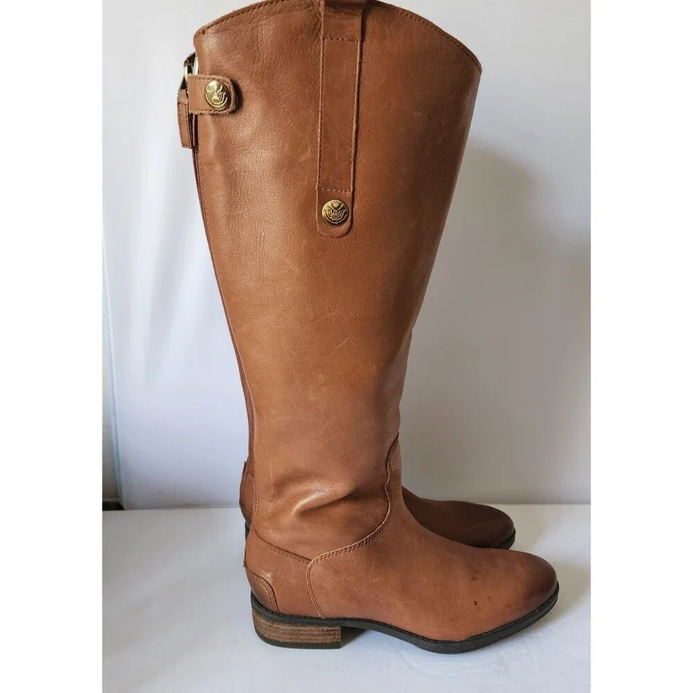 Sam Edelman Penny tall Riding Brown Boots Whiskey British tan size 6 M